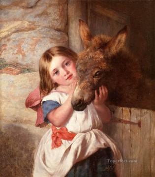 動物 Painting - 素敵な小さな女の子 8 ペットの子供たち